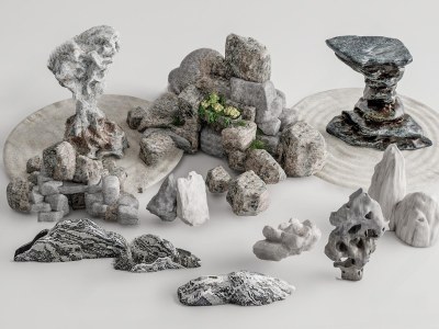 现代景观石头3D模型下载